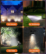 Solar Spotlights Outdoor Waterproof IP67,Cool White LED Floodlight,4 Pack,360°Adjustable Prowered Panel,3 Lighting | Lumora