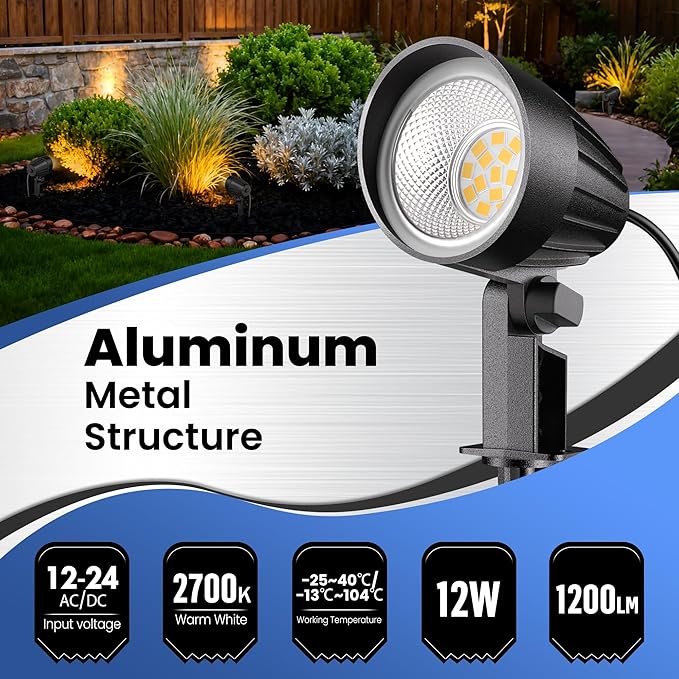 All-in-One Low Voltage Landscape Lighting Kit 12W LED Landscape Lights with 150W Transformer 2700K 12V-24V | Lumora