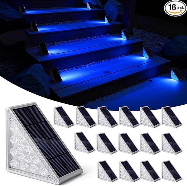 NIORSUN Solar Step Lights,16 Pack Blue LED Outdoor Step Lights, Stair Lights Outdoor for Patio, Fence, Yard | Lumora