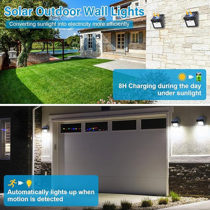 28 LEDs Solar Lights Outdoor, Motion Sensor Wireless Waterproof Security Wall Lights, Solar Light for Outdoor, Front Door, Back Yard, Garage, Porch by Luposwiten [4 PACK]