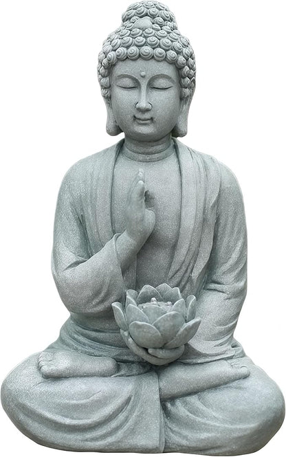 FENGSHUI-CAISHEN Solar Buddha Statue Outdoor, Waterproof Outdoor Solar Light for Garden, Solar Garden Decor, Zen Accessories, Patio Buddha Decor (B)