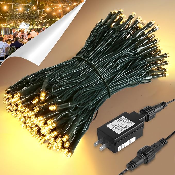 Warm White Twinkle Lights, 81Ft 200 LED Twinkle Christmas Lights, UL Certified Plug in Fairy Twinkle Lights Outdoor, Indoor Warm White String Lights 8 Modes & Timer for Tree, Bedroom, Party Wedding