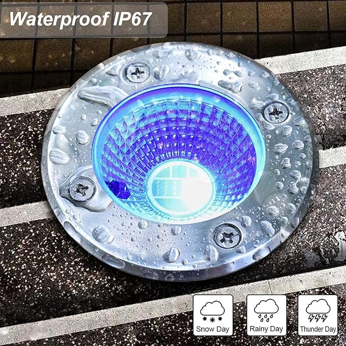 RGBW Low Voltage Landscape Light In-ground Lights with Connectors LED Well Light Waterproof IP67 3W DC12V Color | Lumora