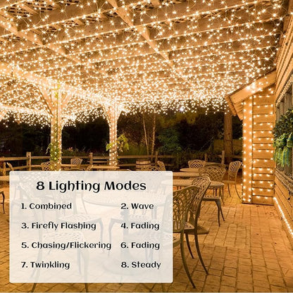 Plug-in Star Light String 33FT 100 Lights with 14pcs Hooks for Indoor Light String Wall Hanging, 8-Mode Star Night Fairy String Lights Can Be Used for Indoor and Outdoor Decoration