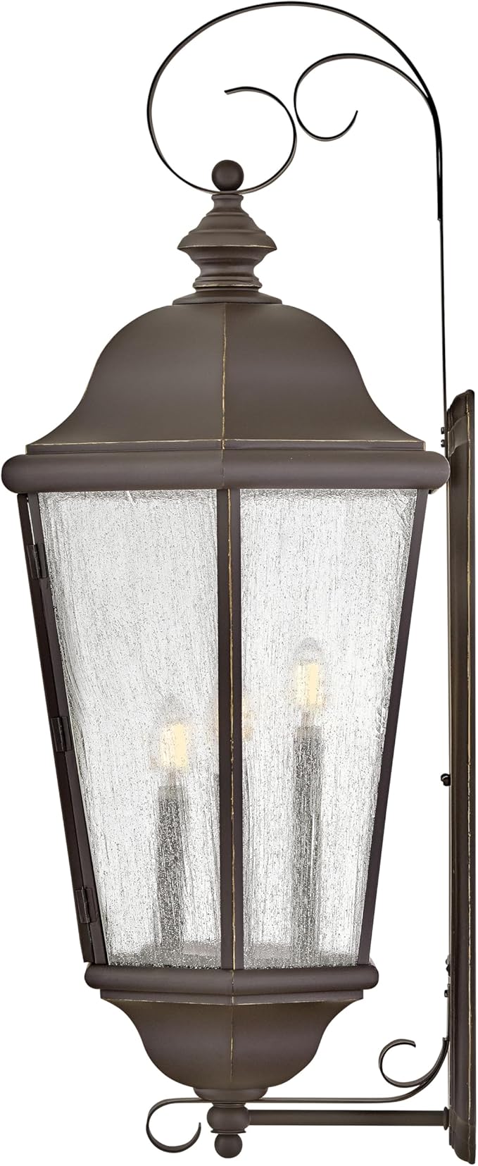 Hinkley Edgewater Outdoor Extra Large Wall Mount Lantern - Clear Seedy Glass, Aluminum - Oil Rubbed Bronze Finish | Lumora