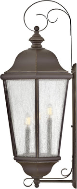 Hinkley Edgewater Outdoor Extra Large Wall Mount Lantern - Clear Seedy Glass, Aluminum - Oil Rubbed Bronze Finish | Lumora