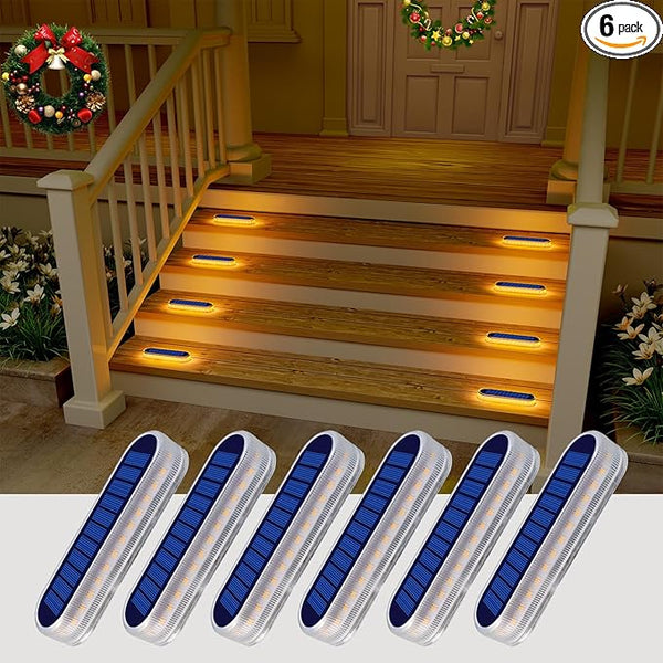 Solar Deck Lights, 6 Pack Waterproof LED Path Lights, Outdoor Solar Step Lights, Solar Powered Light Bar for | Lumora