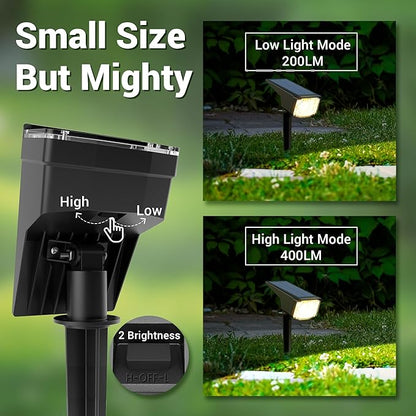 Illuminate Your Outdoor Space Solar Spot Lights - IP65 Waterproof with 2 Lighting Modes and Compact Design - Ideal for Yard, Garden, Garage, Pathway and Trees(Warm White)