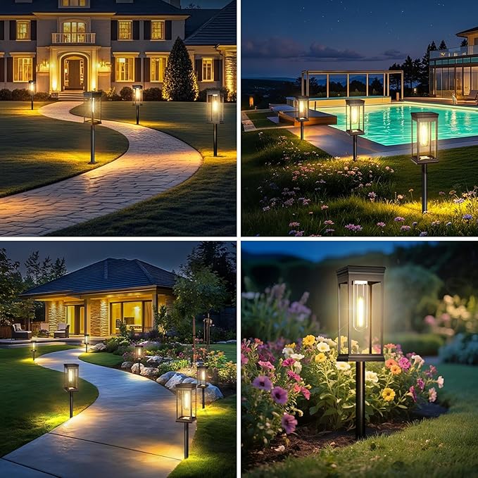 Upgraded Square Solar Pathway Lights Outdoor - 8 Pack, IP65 Waterproof & Super Bright, Auto On/Off Warm White LED | Lumora