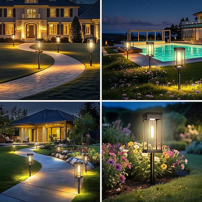 Upgraded Square Solar Pathway Lights Outdoor - 8 Pack, IP65 Waterproof & Super Bright, Auto On/Off Warm White LED, Landscape Lighting for Walkway Garden Driveway Decor