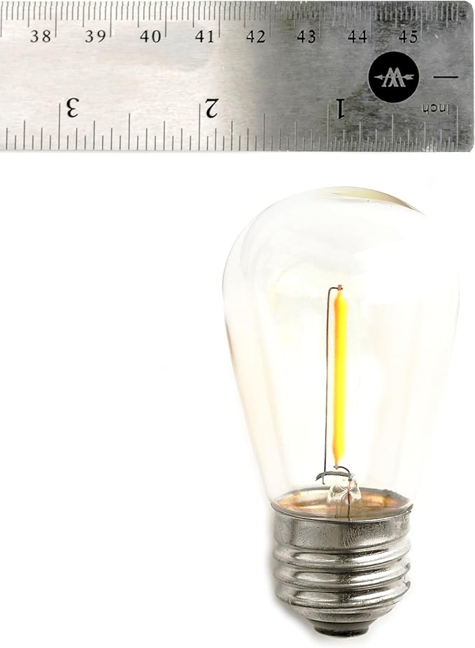 Hometown Evolution, Inc. 100' E26 Commercial LED Outdoor String Lights (100 Foot 50 Socket, S14 LED Filament 1 Watt | Lumora