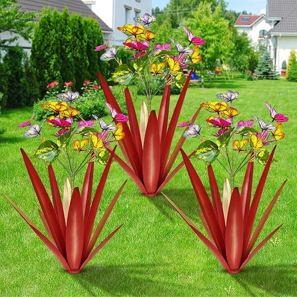 TOMBABY Garden Outdoor Butterfly Enlarge Thickened Wind Resistant Metal Agave Garden Art Metal Plant Country | Lumora