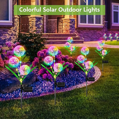 Solar Lights Outdoor Garden Decor: 2 Pack Upgraded Solar Dandelion Garden Light Decorative Landscape Lighting - Waterproof Outside Color Gift for Mothers Day Decoration for Yard Lawn Patio