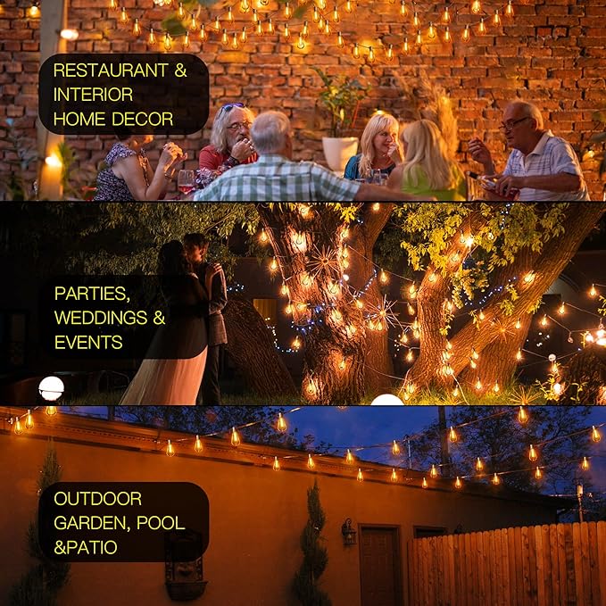 OHLUX Outdoor String Lights 120FT+60FT