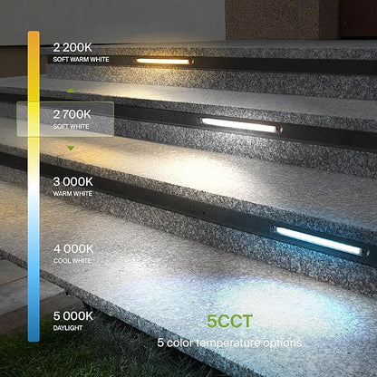 ASD LED 12 Inch Retaining Wall Light Fixture, Hardscape Paver Lighting | 5CCT, Low Voltage, Swivel, Waterproof, ETL Listed | 5W 330LM 2200K-5000K 12V | Landscape Step Illumination | Bronze, 2 Pack