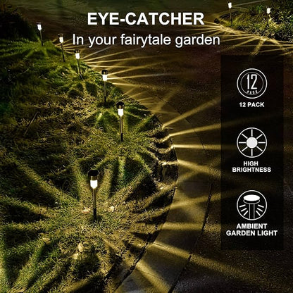 Solar Lights Outdoor Waterproof, Stainless Steel LED Landscape Lighting, Solar Garden Lights, Outdoor Valentines Day Decorations for Yard, Pathway, Walkway, Patio, Lawn - 16 Pack (Warm White)