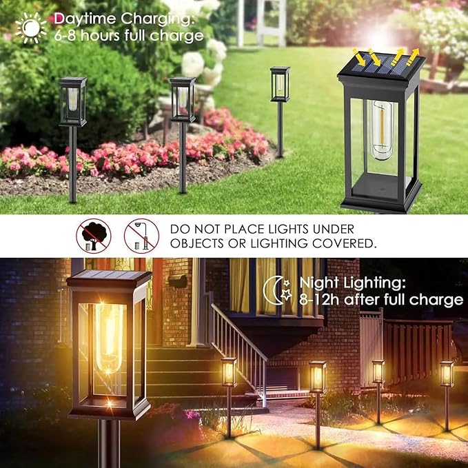 WHATOOK Solar Pathway Lights Outdoor 6 Pack IP65 Waterproof Auto On/Off Solar Powered Landscape Path Lights for | Lumora