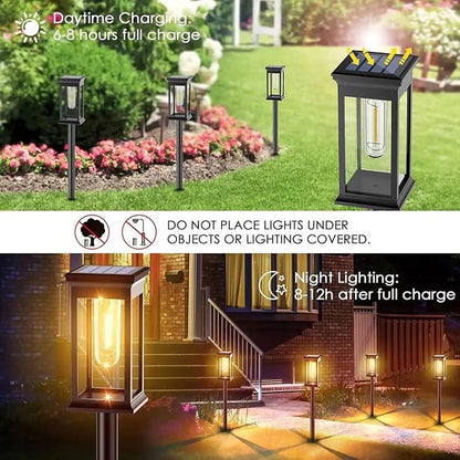 WHATOOK Solar Pathway Lights Outdoor 6 Pack IP65 Waterproof Auto On/Off Solar Powered Landscape Path Lights for Yard Lawn Patio Walkway Driveway
