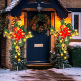 Ganeen 2 Pcs Solar Stake Christmas Outdoor Decorations Christmas Yard Stake Decor LED Lights Cemetery Grave Cross | Lumora