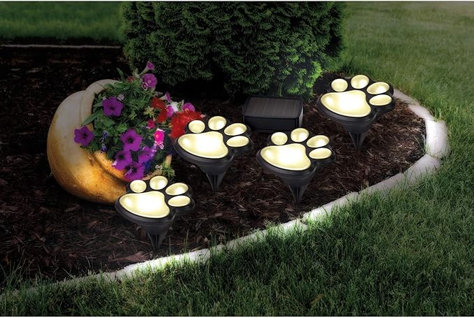 Solar Led Pet Paws Animal Prints Decorative Exterior Lanterns for Yard Garden Landscape Pathway Outdoor Waterproof Lights