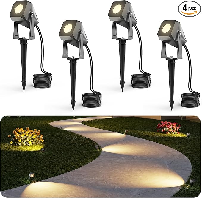 Outdoor Landscape Lighting, 4 Pack Outdoor Spotlights, LED Landscape Lights for House Yard Garden Lawn Tree Fence | Lumora