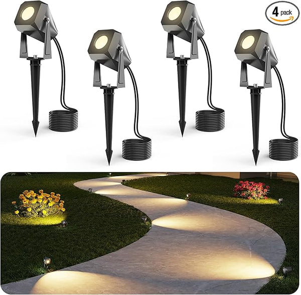 Outdoor Landscape Lighting, 4 Pack Outdoor Spotlights, LED Landscape Lights for House Yard Garden Lawn Tree Fence | Lumora
