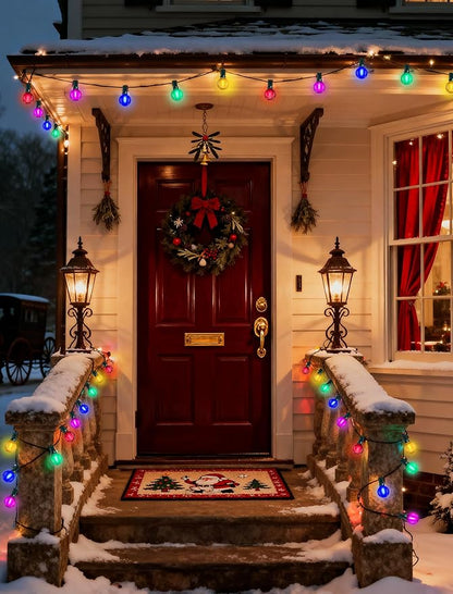 25Ft LED Christmas Outdoor String Lights, G40 Globe Lights with 27 0.6W Multicolor Bulbs, Vintage Christmas Lights for Holiday Party Backyard Wedding Garden Patio Porch Decor, Green Wire