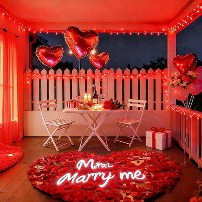 LAMPHOME Valentine’s Day Red String Lights Indoor, 100LED (2pk of 50L) Christmas Lights Outdoor Waterproof, Fairy Light Plug in for Party Carnival Supplies, Tree Wedding Xmas Yard Garden Decor