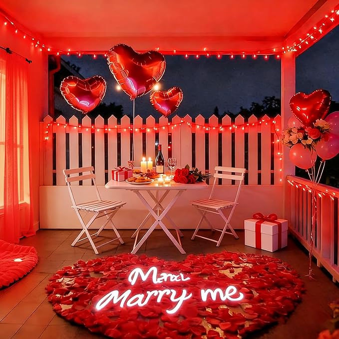 LAMPHOME Red Valentines Day Decor Lights,150 Count 31.9FT Mini Valentine's Lights,Red Christmas String Fairy Lights | Lumora