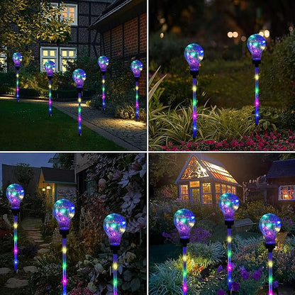 Solar Lights Outdoor Garden Decorative Waterproof 6 Pack Bulb Lights Outside Solar Pathway Lights for Garden Home Christmas Landscape Path Yard Lawn Driveway Flowerbed Decor - Multicolor