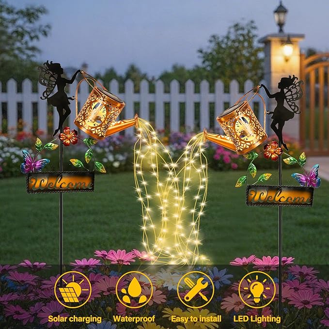 Tremdwoto Solar Watering Can Lights,Hummingbird Solar Lantern Watering can Landscape Lights for Garden | Lumora