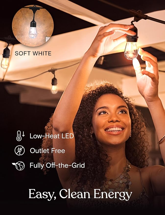 Brightech Ambience Pro – Solar Power Remote Control Outdoor String Lights with Edison Bulbs – Shatterproof | Lumora