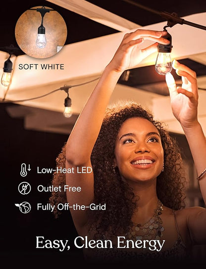 Brightech Ambience Pro – Solar Power Remote Control Outdoor String Lights with Edison Bulbs – Shatterproof, Commercial Grade LED Waterproof Patio Lights – 1W, 3,000K, Hanging, 48 ft (Pack of 2)
