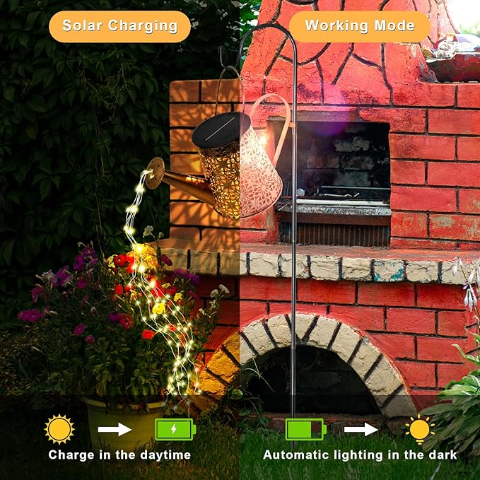 Solar Watering Can Lights: IP65 Waterproof Garden Light Outdoor Decor - Hanging Lantern with Fairy Lights for Yard Patio Pathway - Christmas Birthday Gardening Gifts for Women Mom Grandma
