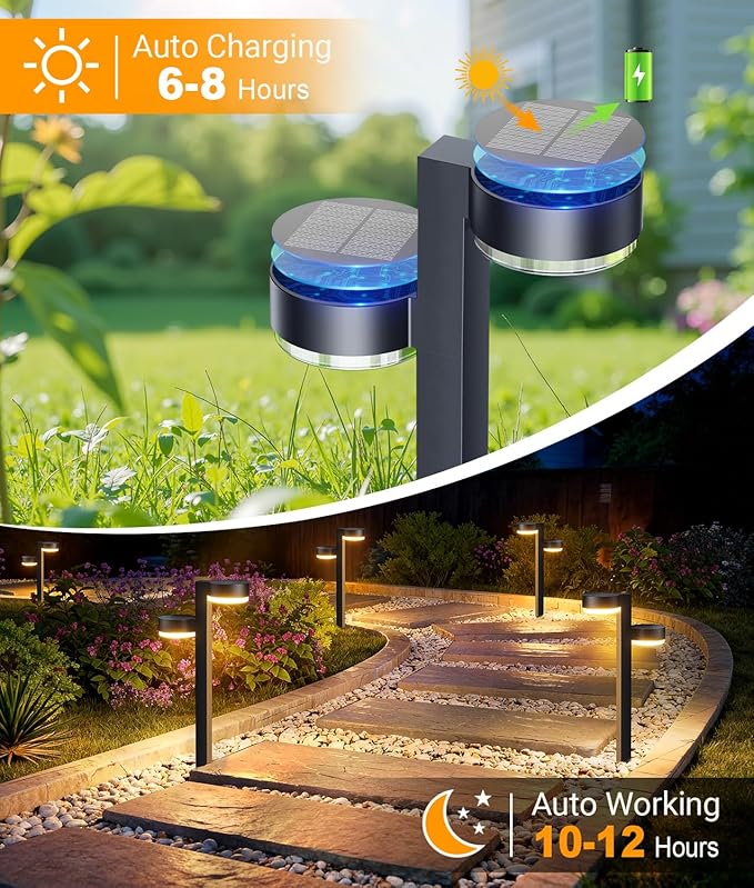 Solar Pathway Lights Outdoor Waterproof, 6 Pack with 12 Head Solar Lights Outdoor Super Bright Up to 12Hrs, Auto | Lumora