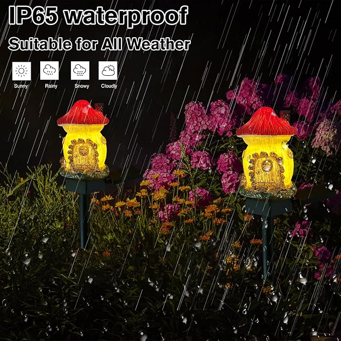 Mushroom Solar Lights Outdoor, Waterproof Fairy Houses Lights Mushroom Garden Decor Decorative Solar Powered Garden | Lumora