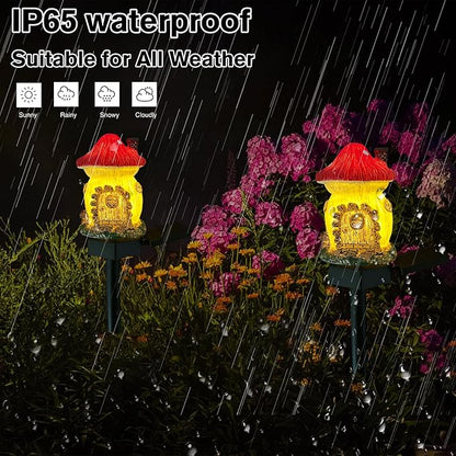 Mushroom Solar Lights Outdoor, Waterproof Fairy Houses Lights Mushroom Garden Decor Decorative Solar Powered Garden Stake Light for Outside Lawn Walkway Patio Yard (Red)