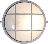 Nauticus - Round 7"dia Wet Location Bulkhead - Satin Finish - Frosted Glass Shade - Outdoor Wall Light | Lumora