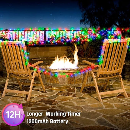 Solar Christmas String Lights Outdoor - 2 Pack Total 144ft 400 LED 8 Modes Outdoor Solar Lights, Waterproof Fairy Lights for Garden Patio Fence Holiday Party Balcony Christmas Decorations (Multicolor)