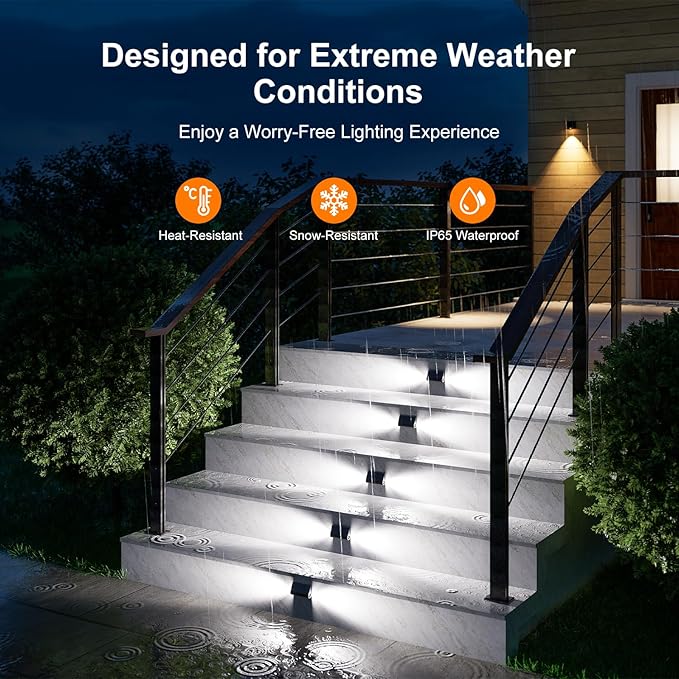 12 Pack Cool White Solar Powered Stair Lights for Outside Waterproof Deck Step Safety LED Ourdoor Decorative Lamp | Lumora