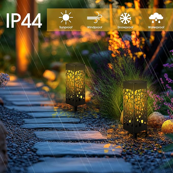VIHOSE 12 Pcs Solar Pathway Lights Waterproof Solar Powered Outdoor Lights 11.4 Inch Outdoor Lamp Decorations for Garden Yard Patio Walkway Driveway Outside, Warm Color