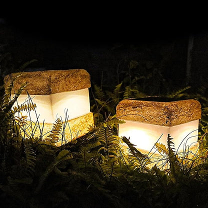 Larekook 2 Pack Solar Rock Light Christmas Decorations Outdoor,Solar Lights Outdoor Waterproof Fake Rock Garden Statue with LED Light for Lawn Landscape Pathway Yard Decor,Garden Gift for Women(Brown)