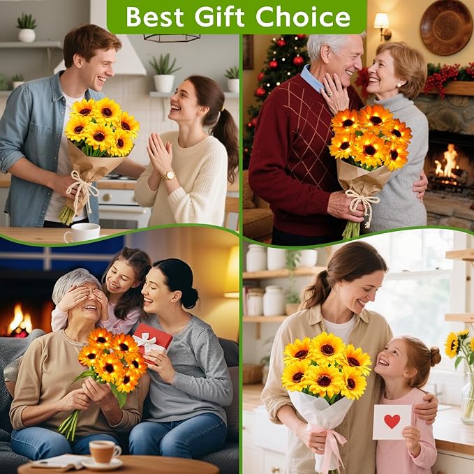 Solar Sunflower Lights Outdoor Garden Decor, 6 Pack Solar Flowers Lights with 36 Sunflowers, Waterproof Decorative | Lumora