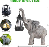 Solar Garden Statue Lights Elephants Figurine with Solar Lantern, Outdoor Yard Decorations for Patio Porch Home | Lumora