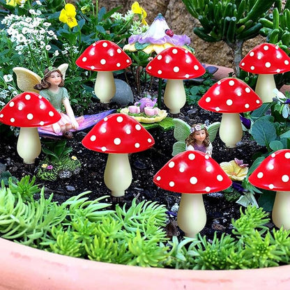 Upgraded 8-Pack Red Solar Mushroom Lamp for Garden Decor, 8 Modes Solar Mushroom Garden Lights Outdoor Waterproof Mushroom Solar String Lights for Christmas Halloween Garden Pathway Yard Lawn