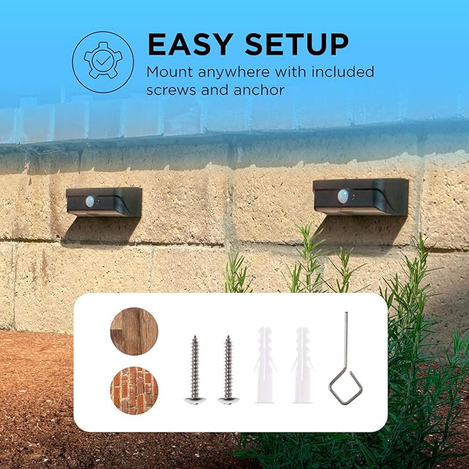 Home Zone Security Solar Step Lights - Motion Sensor LED Outdoor Deck and Step Lights with No Wiring Required | Lumora