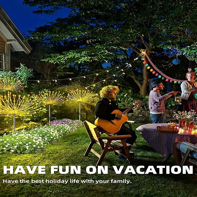 1 Pack Solar Firework Light, Waterproof Lawn Lamp Lights with 8 Lighting Modes,Holiday Decorations Lights Outdoor | Lumora