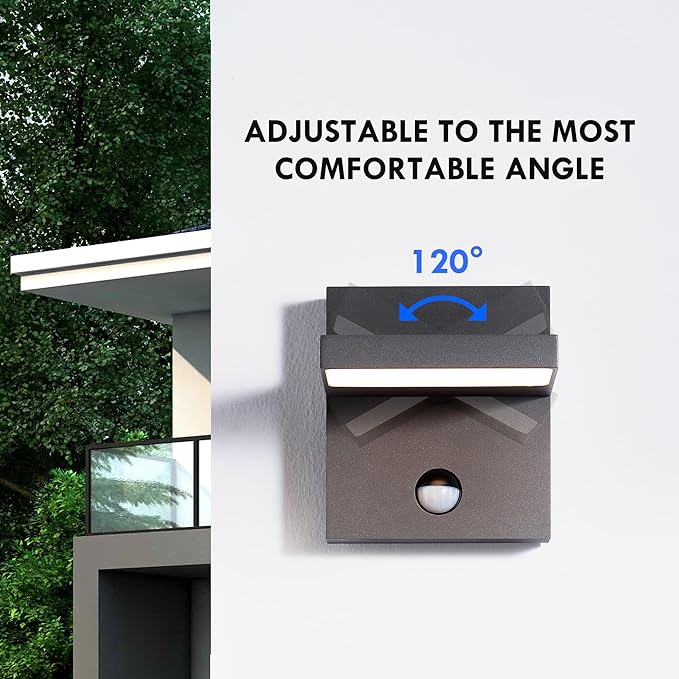 Motion Sensor Outdoor Rotatable Wall Light Exterior LED Lights Fixtures Aluminum Wired Porch Lamps Adjustable | Lumora