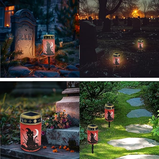 Halloween Solar Lights Outdoor Waterproof Cemetery Solar Lights for Grave 2 Pcs Memorial Solar Lights for Graves | Lumora