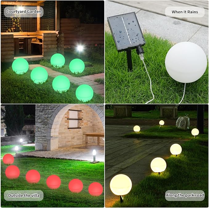 Solar Lights Outdoor Waterproof 5 Pack Globe Light for Outside Decorations Color Changing Solar Garden Lights for Yard Patio Pathway Party Christmas Tree Decor